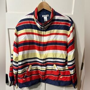 Mureli 80's VINTAGE Silk Zip Up striped light weight jacket coat Jacket